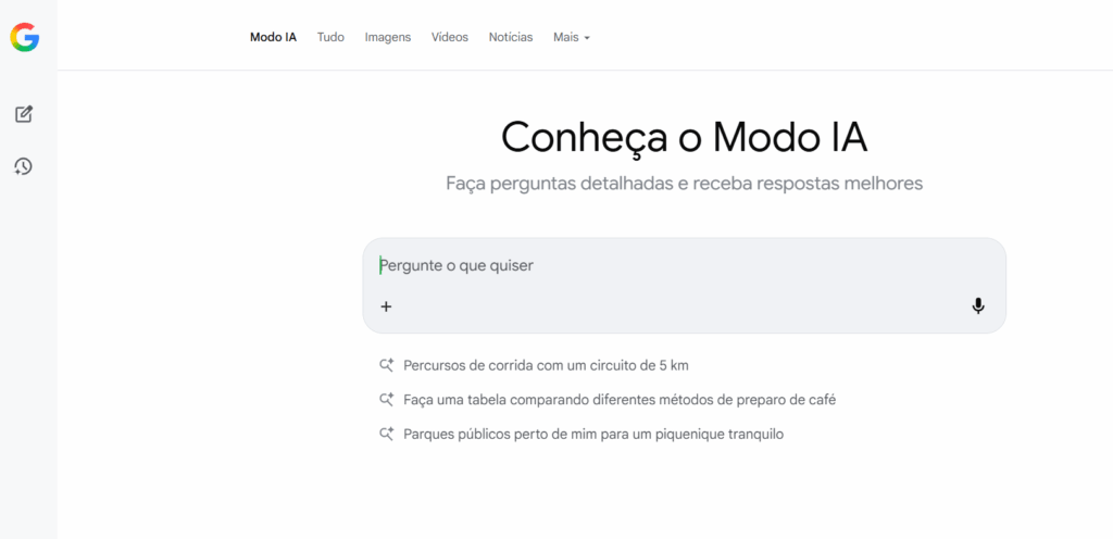 tela inicial google modo ia